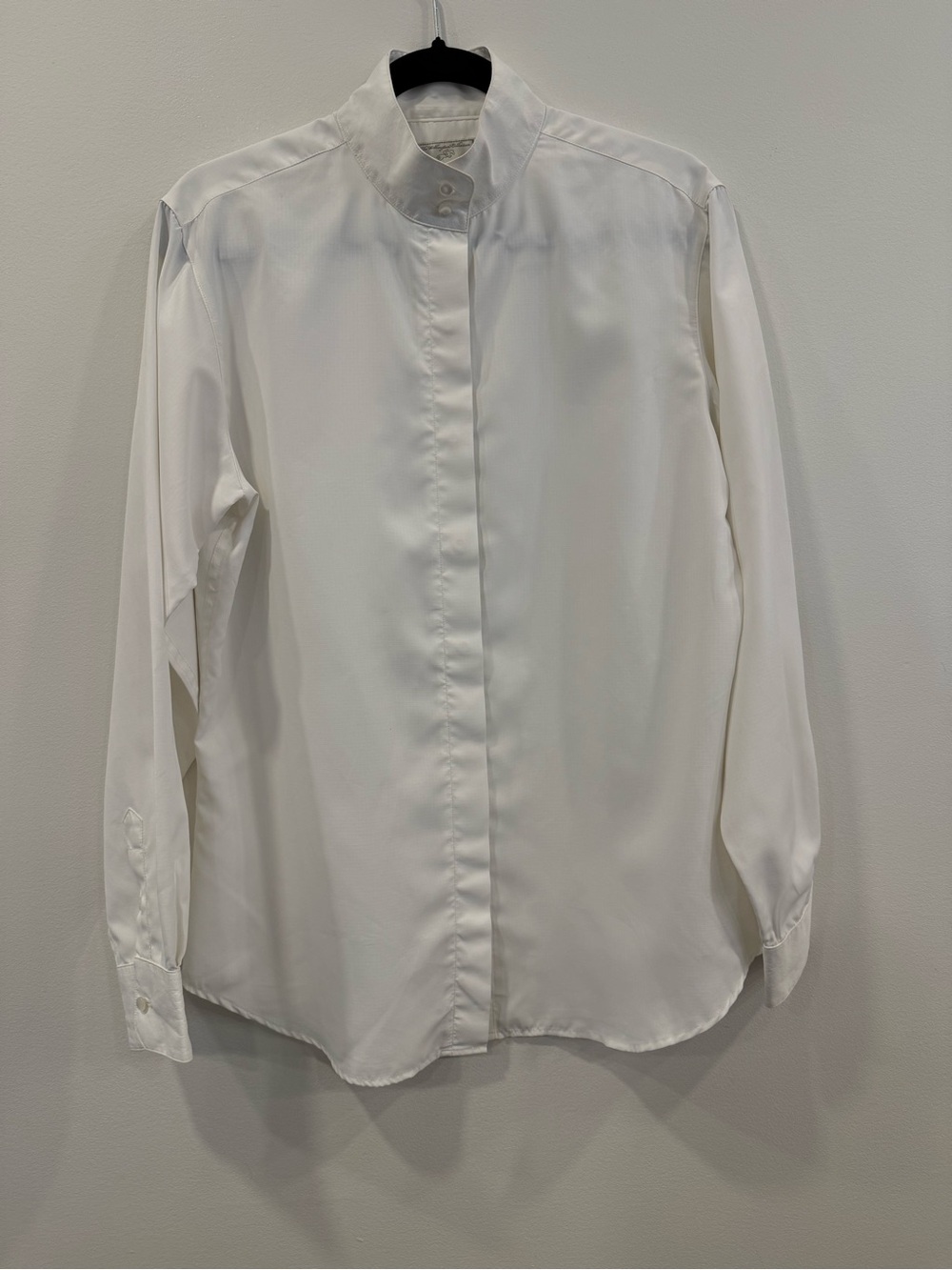 Vintage White Mandarin Collar Men's Shirt